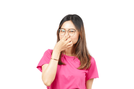 A woman covering her mouth with her hand png