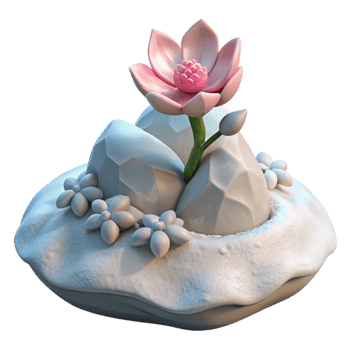 vibrant classic Winter Landscape with Single Boreal Blossom Isolated detailed png