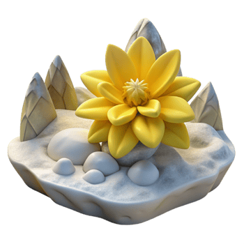 magnificent traditional Winter Landscape with Yellow Arctic Flower Cutout png