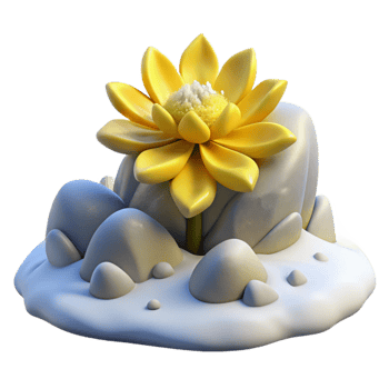 elegant creative Winter Landscape with Yellow Arctic Flower Cutout original png