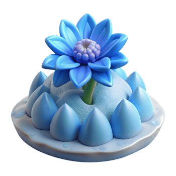 dramatic artistic Winter Scene with Blue Arctic Flower Transparent Background high quality png