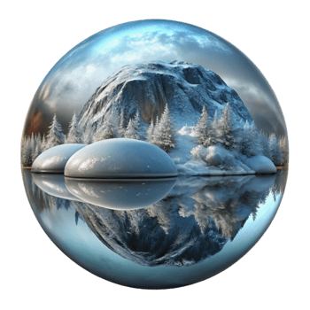 extraordinary modern Winter Sky Reflection in Frozen Lake Isolated professional png