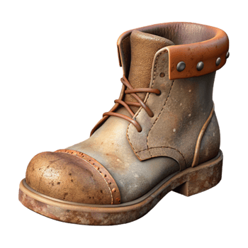 serene modern Worn Leather Boot with Scuff Marks Isolated high quality png