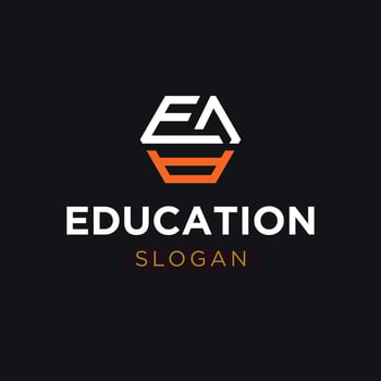 Modern Logo of Letters E and A in Hexagon Shape on Black Background vector
