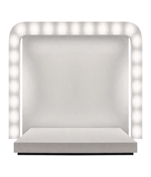Showcase Product Exhibition event Booth with Light White Color for Backdrop Mockup png