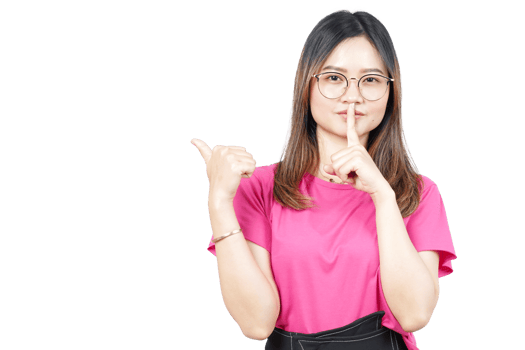 A woman in glasses is making a gesture with her finger png