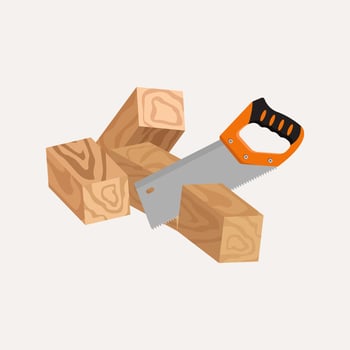 Sawing wood plank stock illustration vector
