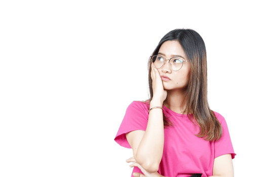 A woman with glasses and a pink shirt is standing png