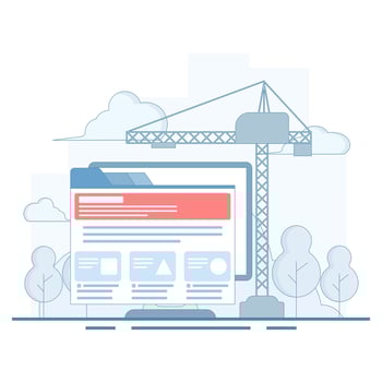 Website creation concept. An attractive website will make it easier for people to be interested. UI UX design using web campaign pulley home landing page flyer banner template with flat style. vector