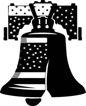 Symbolic liberty bell with american flag concept for independence visuals vector