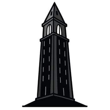 a black and white illustration of a tall tower vector