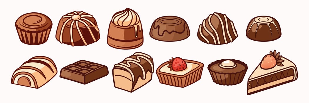 Delicious Chocolate Assortment Sweet Treats Collection for Your Designs vector