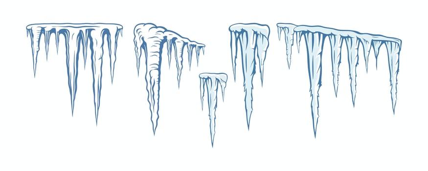 Collection of various icicles winter ice formations perfect for seasonal designs vector