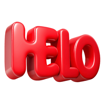 serene victorian Bold, sans-serif HELLO in bright red. Clean lines, flat color Scalable Design. 8K png