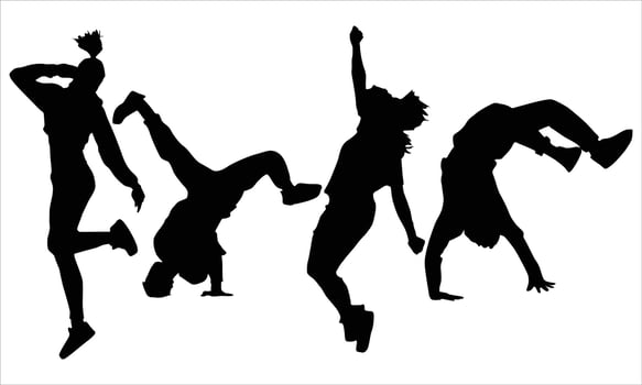 dancing people.male and female dancing silhouettes set vector