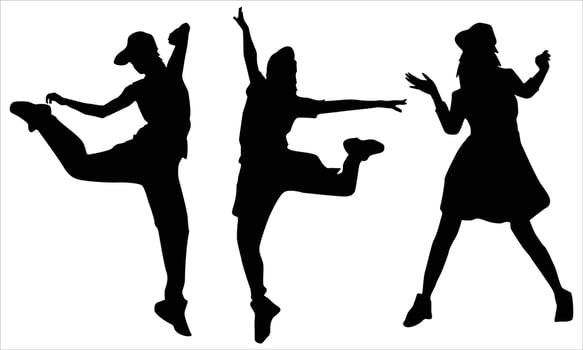 Dancing girl silhouettes vector