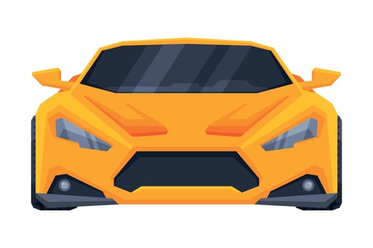 Front View of Yellow Sport Car, Supercar Vehicle Flat Illustration vector