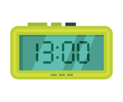 Digital Alarm Clock, Green Electronic Time Measuring Instrument Illustration vector