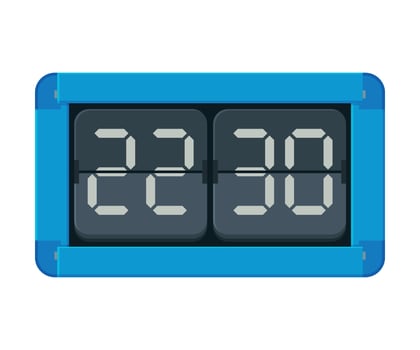 Blue Vintage Flip Clock, Retro Style Time Measuring Instrument Illustration vector