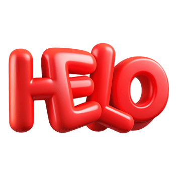 whimsical fascinating Bold, sans-serif HELLO with sharp edges and flat red color. Clean lines. Scalable design Scalable Design. perfect clarity png