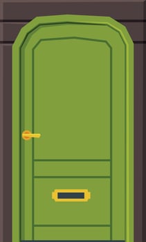 Green Door, Classic Facade Architactural Design Element Illustration vector