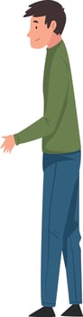 Young Man Standing and Stretching Hand for Handshake Illustration vector