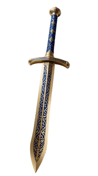 Ornate Gold and Blue Decorated Sword png