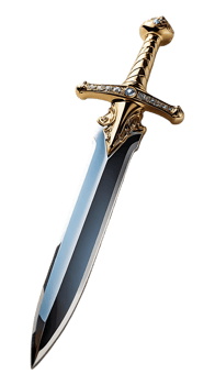 Ornate Gold Dagger with Gemstone Accents png