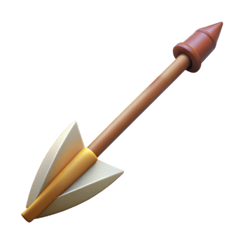distinctive tropical Hyper-specific, professional render of a tribal arrow with fletching and a sharpened bone tip Isolated cutout with Transparent Background precision png