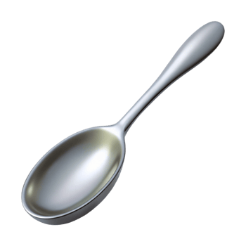 dazzling rustic Professional render, isolated cutout, single silver spoon, ultra-detailed, photorealistic with Transparent Background studio quality png