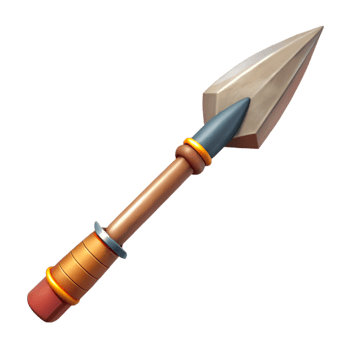 impressive tropical Hyper-specific, professional render of a tribal spear with a hand-carved wooden shaft and a sharpened flint point Isolated cutout with Transparent Background ultra HD png
