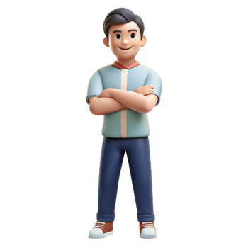 iconic surreal Confident young man, arms crossed, casual wear, with Transparent Background museum quality png