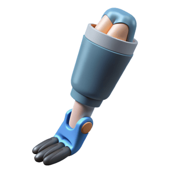 romantic picturesque D printed prosthetic limb with Transparent Background precision png