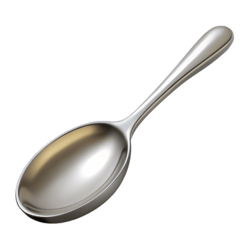 mesmerizing renaissance Ultra-detailed, photorealistic isolated cutout of a single silver teaspoon with Transparent Background top-tier png