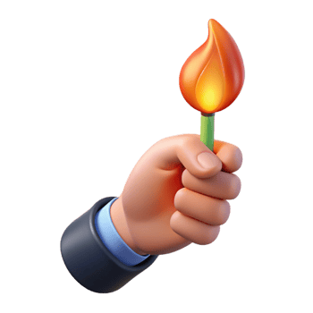 wonderful harmonious victorian Hyper-specific photorealistic professional render of a human hand holding a lit match, isolated cutout with Transparent Background luxury png