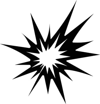 icon of explosions, black and white icon. representing comic book effects, action, and impact. illustration. Editable stroke vector