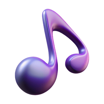 standout mid-century A single, stylized music note composed of flowing energy, with Transparent Background high quality png