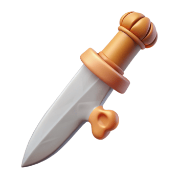 distinguished modern Concept art style, isolated cutout of a tribal hunting knife with a bone handle and a sharp blade with Transparent Background handcrafted png