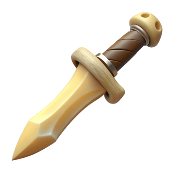 sumptuous playful impressionist Isolated cutout, concept art style, tribal ceremonial dagger, carved bone handle, obsidian blade with Transparent Background crisp png