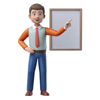 acclaimed traditional Teacher pointing at a blank space, with Transparent Background original png
