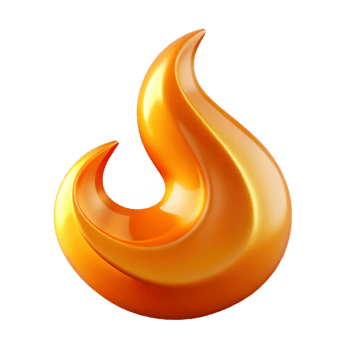 serene unforgettable A stylized, abstract flame icon made of swirling fire with Transparent Background png