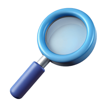 immaculate celebrated A single, magnifying glass with Transparent Background png