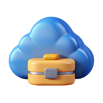 whimsical enchanting Data storage cloud icon with Transparent Background museum quality png