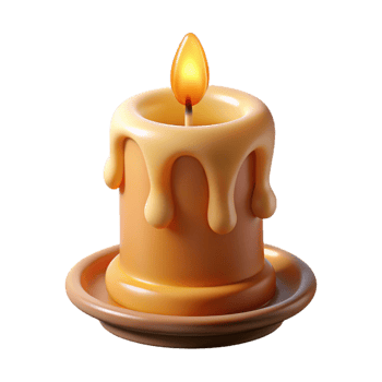 vibrant victorian A single, burning candle with dripping wax with Transparent Background masterfully captured png