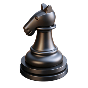 distinguished minimalist A single, stylized chess piece, a black knight with Transparent Background fine detail png