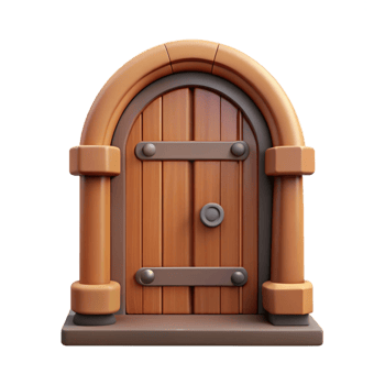 standout impressionist Traditional wooden front door, with Transparent Background original png
