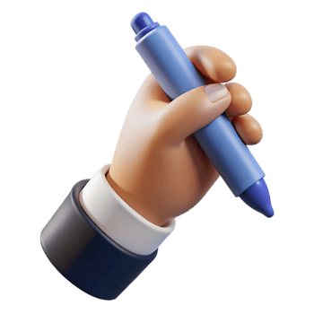 whimsical serene Ultra-detailed, professional render of a human hand holding a single pen Isolated cutout with Transparent Background fine detail png