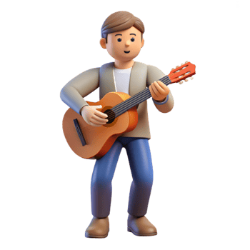 stunning celebrated Musician playing guitar with Transparent Background png
