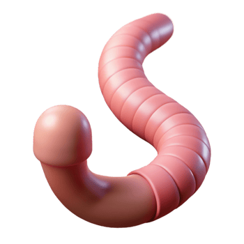 hypnotic intense abstract Hyper-specific, professional render of a single, earthworm, segmented and pink with Transparent Background precision png