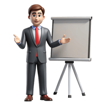 spectacular memorable Businessman giving presentation, leadership portrait, with Transparent Background png